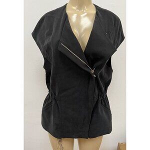Vince black elastic waist zip up vest size l chic and stylish